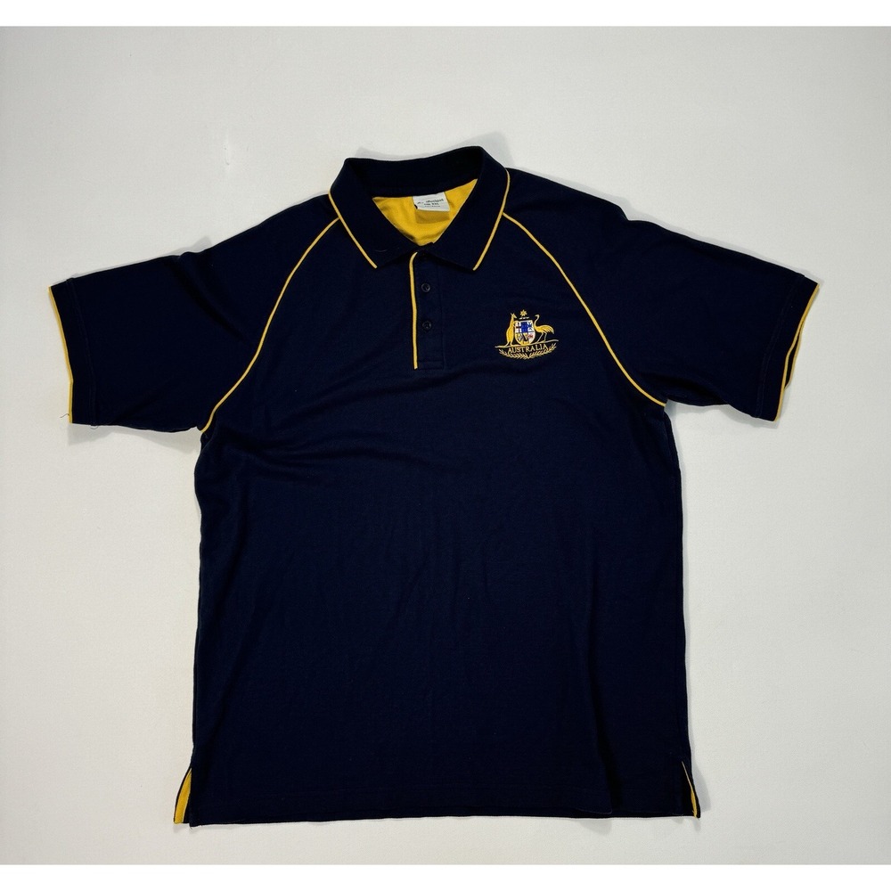 Oz Designs Australia Logo Polo Shirt Men's 2XL Navy Blue Golf Shirt Rugby Patch